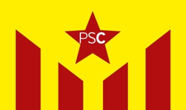 Combinación de una estelada y las siglas del Partit Socialista de Catalunya